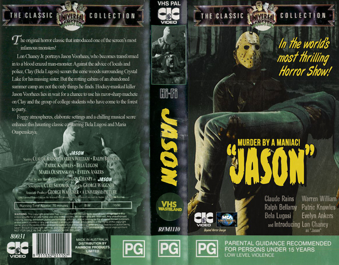JASON UNIVERSAL STUDIOS MONSTER CUSTOM VHS COVER, MODERN VHS COVER, CUSTOM VHS COVER, VHS COVER, VHS COVERS